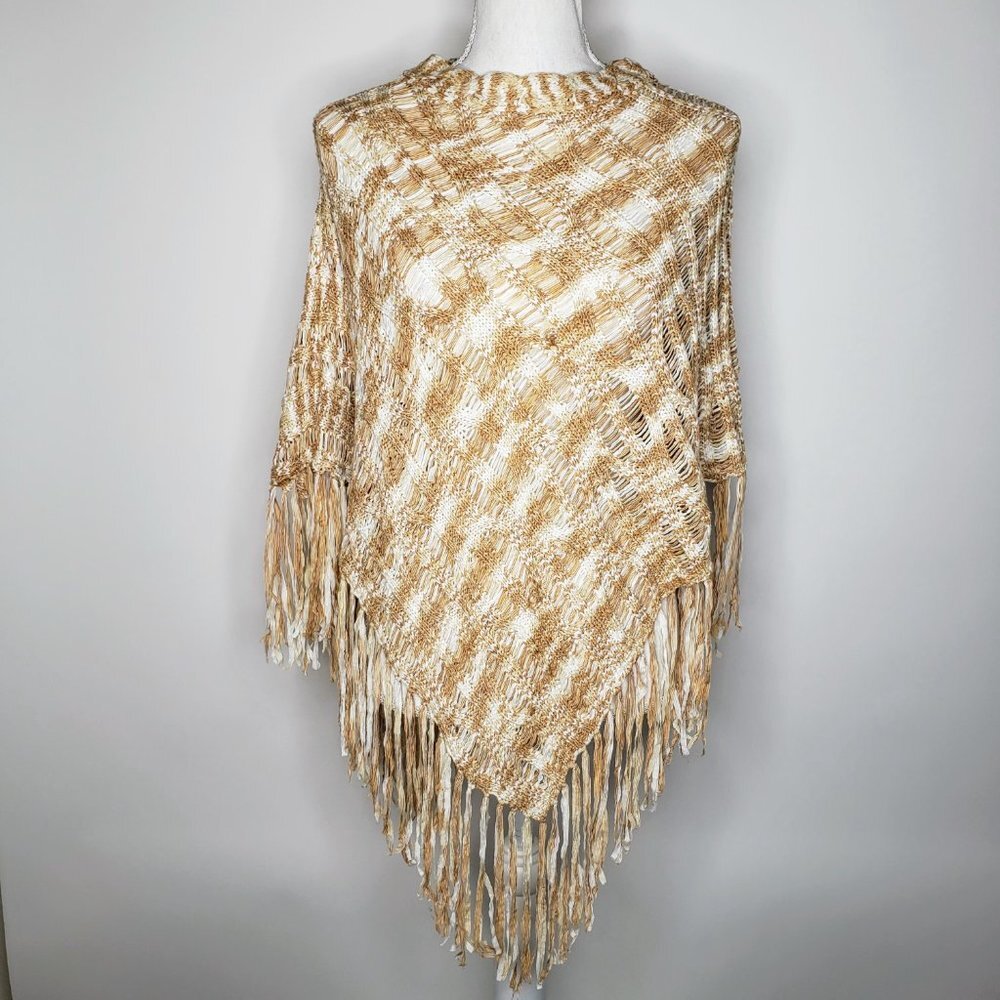 Cejon Accessories Knitted Frill Bottom Poncho Top
